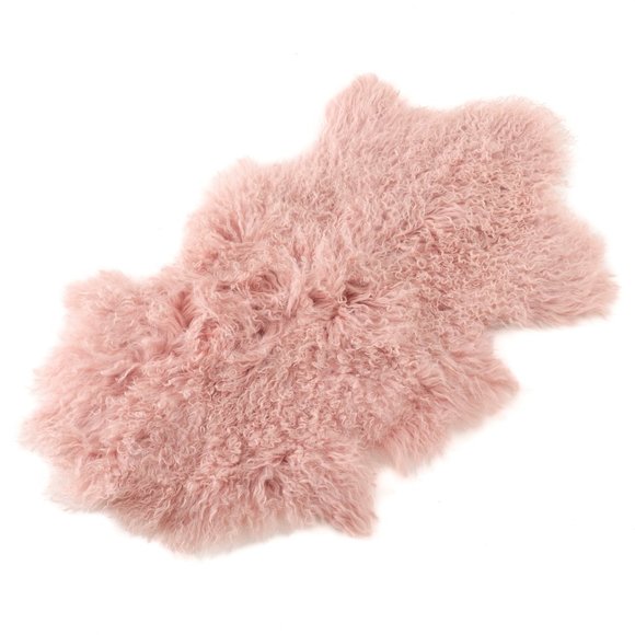 Luxurious Genuine Real Shaggy Soft Fluffy Mongolian Lamb Throw Rug 20" x 35" - Picture 7 of 10